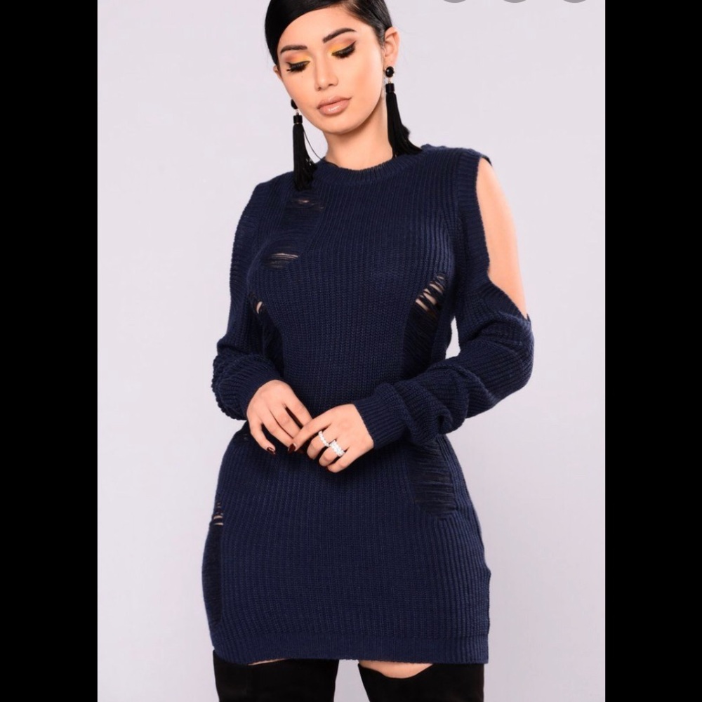 Fashion nova the coldest shoulder sweater dress